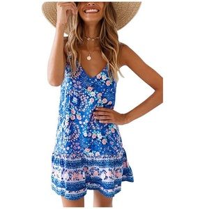 🦋HP/Spaghetti Floral Printed Ruffles Mini Dresses